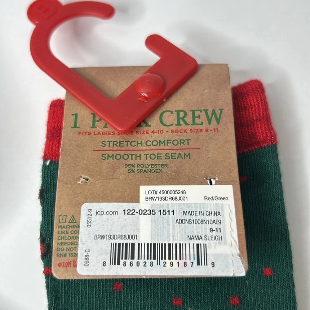YOGA‎ Reindeer NAMA-SLEIGH Holiday Christmas Crew Funny Socks Women’s NWT